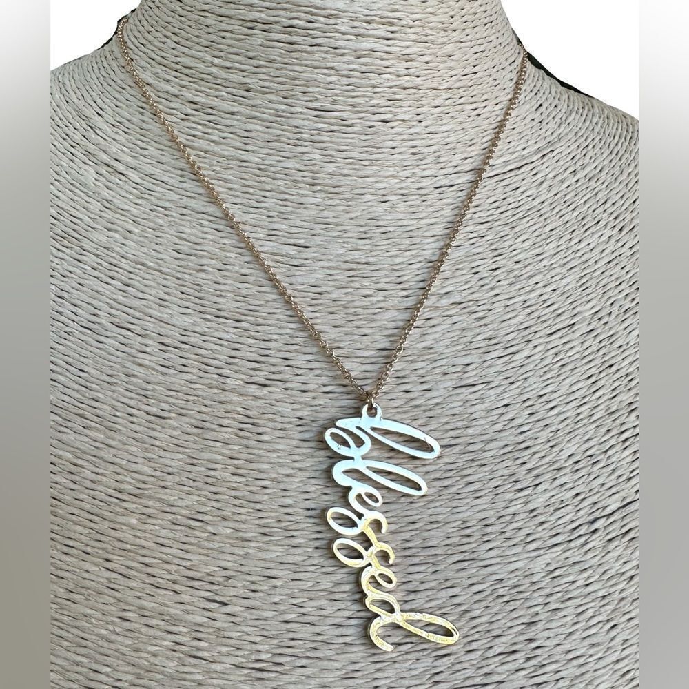 Blessed Necklace Goldtone Christian Communion Baptism 16” W/3” Extender